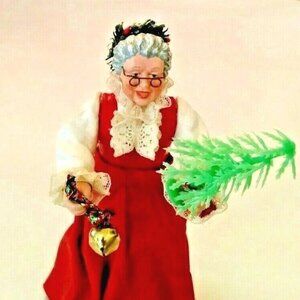 Mrs. Santa Tree Topper Ornament Paper mache  t 6 3/4"